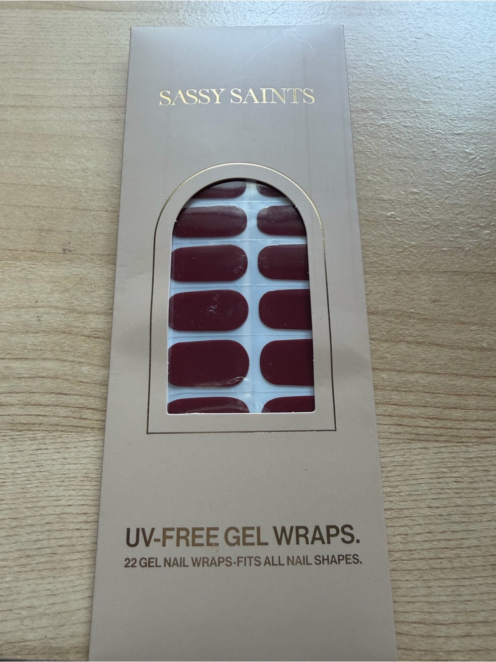 Sassy Saints Rouge Luxe UV-Free Gel Nail Wraps in Deep Burgundy